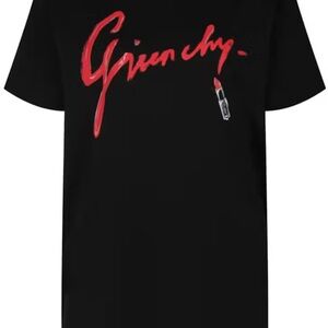 Givenchy Black Tee with Red Lipstick Graphic